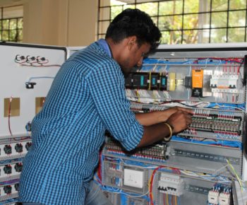 A PLC Control Panel being assembled at our State-of-the-art facility in Aluva